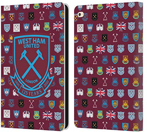Head Case Designs Offizielle West Ham United FC Muster 5 Wappen Geschichte Leder-Wallet-Hülle Kompatibel mit Apple iPad Air 2 (2014)