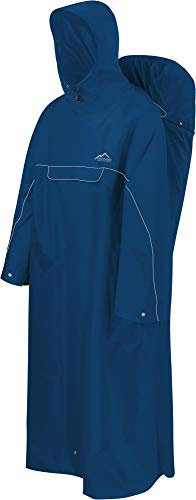 normani Regenponcho mit Rucksackfunktion - Wassersäule: 12.000 mm - Outdoorponcho - Extra Langer Wanderponcho Regencape Reiseponcho mit Ärmeln für Damen und Herren Farbe Navy Größe L-XL
