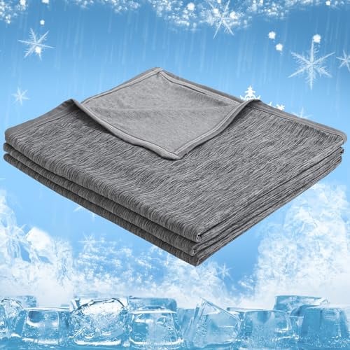 CHOSHOME Kühlende Sommerdecke 200x220cm Grau Selbstkühlende Decke Doppelseitige Verwendung Wohndecke aus Baumwolle Flauschige und Weiche Erwachsene Kühldecke Kühl Gemütlich Sofadecke Reisedecke
