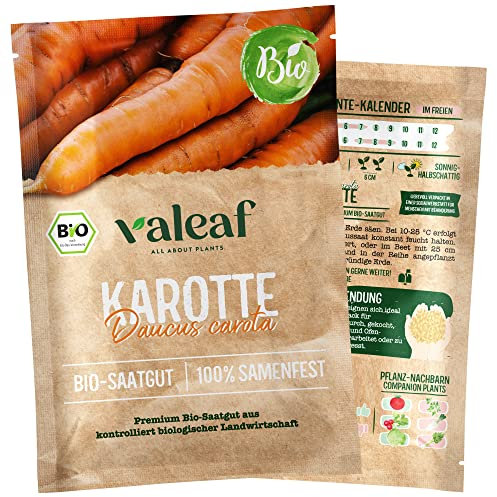 valeaf BIO Gemüse Samen I Premium Gemüsesamen zur Gemüse Anzucht im Garten, Balkon und Hochbeet I samenfestes Gemüse Saatgut I Pflanzen Samen zum Gemüse Pflanzen (Karotte (BIO))
