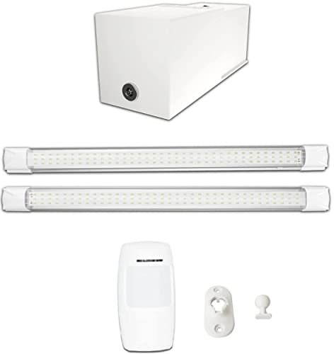 Éclairage led puissant sans fil sur batterie rechargeable pour Garage, Box sous sol, Cave sans électricité - Lampe lumière autonome puissante 2200 lm -Prêt à poser et Sans Travaux - Autonomie 3h30