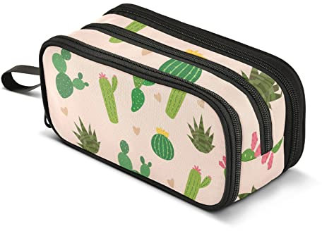 Großes Federmäppchen Kaktus mit Mini Herz Bleistifttasche Tragbare Büro Schreibwaren Make-up Tasche für Mittelhoch Schule College Studenten Mädchen Jungen, mehrfarbig, Einheitsgröße, Taschen-Organizer