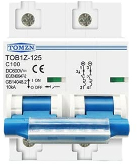 DAZZLEEX Disjoncteur, DC MCB pour PV 2P 100A 600V Disjoncteur PV Système Batterie
