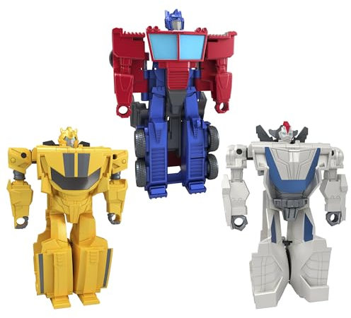 Transformers Spielzeug 1-Step Flip Heroes 3er-Pack, Wheeljack, Bumblebee und Optimus Prime, 10 cm große Action-Figuren