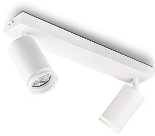 BOYIR LED Deckenstrahler 2-flammig Weiß Drehbar und Schwenkbar Deckenstrahler Abnehmbarer Frontring GU10 Deckenlampe Spot lampe für Wohnzimmer, Schlafzimmer, Gänge I Ohne Leuchenmittel