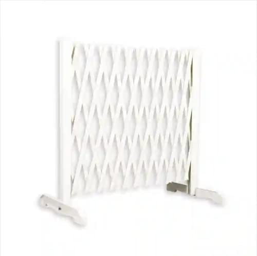 Outiror - Barrière Extensible en PVC Blanc jusqu'à 1,50 Mètre - Hauteur 90 cm - Rétractable Idéale pour Le Jardin