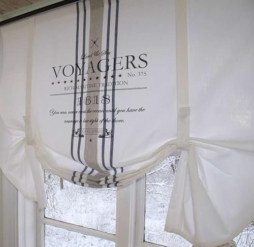 LillaBelle Raff Gardine OCEAN WEISS Rollo 80 x100 cm weiß Maritim Landhaus