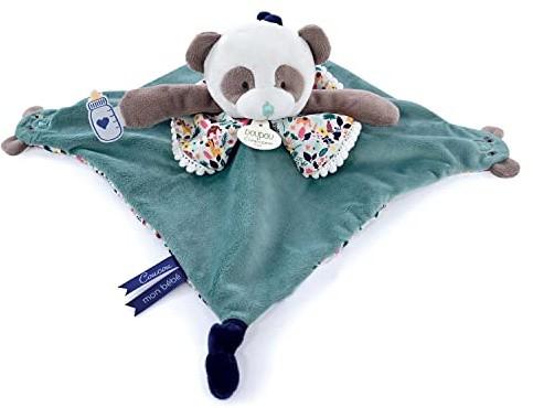 Doudou et Compagnie - Les Petits Futés DC4056 Kuscheltier mit Fingerpuppe, Panda, Schwarz, 30 cm