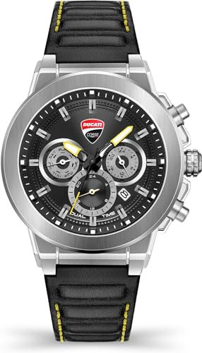 Ducati Herren Quarz Armbanduhr aus Edelstahl mit Leder Band - Campione - DTWGF2019204