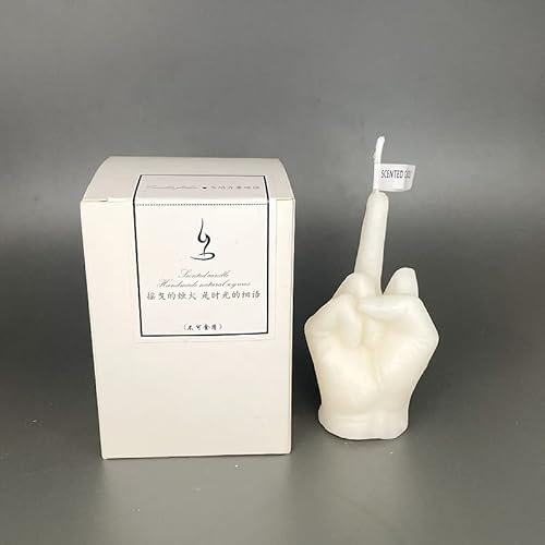 Shinekoo Mittelfingerkerzen, einzigartige Handform, umweltfreundliches Sojawachs, Duftkerze, weiß, 55 g, 9 cm, für Innenbereich, Geburtstag, Festival, 2 Stück