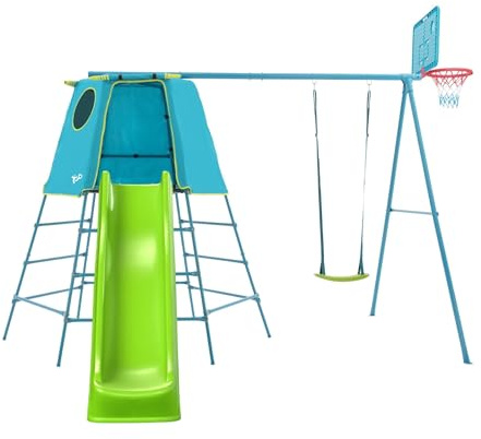 TP Explorer Metal Climbing Frame Set with CrazyWavy Slide & Basketball Hoop