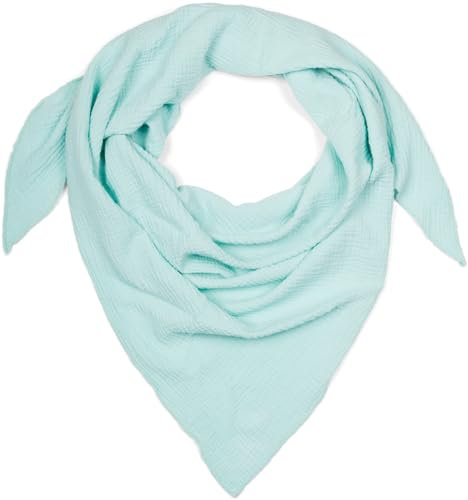 styleBREAKER Damen Musselin Dreieckstuch aus 100% Baumwolle | Weiches und leichtes Halstuch für Damen Unifarben | Stylisches Tuch für jede Jahreszeit - Made in Italy, 196 x 84 cm, Farbe:Mint