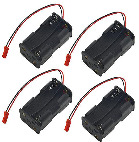 BGTXINGI 4 Pack Battery Holder 4 Cell AA Battery Container Holder Case with JST Plug Connector for RC Car Truck Airplane