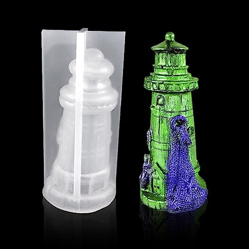FineInno Leuchtturm Epoxidharz Silikonform Kerzen Resin Formen Seife Silikon Epoxidharz Gießform Marine Gießform Harz Formen für für DIY Tortendekoration Home Dekoration (A)