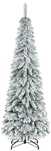 HOMCOM Künstlicher Weihnachtsbaum 180 cm Kunst Tannenbaum mit Kunstschnee, Standfuß, Kunsttanne mit 523 Astspitzen für Weihnachtsfest, Indoor, Grün