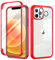 seacosmo Kompatibel für iPhone 12 Pro Max Hülle mit eingebautem Panzerglas Displayschutz und Kamera Schutzfolie [9H HD], 360 Grad Case Ganzkörper Stoßfeste Handyhülle iPhone 12 Pro Max - Rot