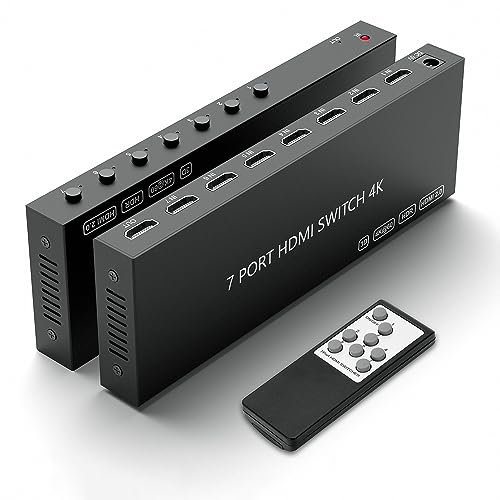 Switch HDMI a 7 vie, 4 K a 60 Hz, 7 in 1, uscita HDCP 2.0, hub HDMI 2.0, supporta 3D, compatibile con Nintendo Switch/Switch OLED/Xbox/PS5/4/3, lettore Blu-Ray, Fire Stick, Roku, Apple TV, Chromeca