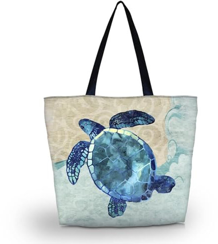 AOKSUNOVA Einkaufstasche Faltbar Stoffbeutel Stofftasche mit Reißverschlus Tragetasche Bedruckt Shopping Bag