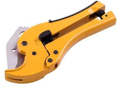 Blim Tagliatubi a forbice, design ergonomico a forma di V, in alluminio, lama in acciaio al carbonio, per tubi in plastica fino a 42 mm di diametro, chiusura di sicurezza, colore nero