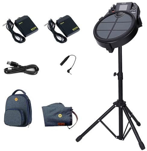 HLGKBY Portable Electronic Drum Kit, Electric Drum Set with LED Display and Built-in Speakers, 15 Drum Kit Sounds, Timing Mode, Metronome, 59 Pieces Of Music, Available for Many Occasions, Beginners