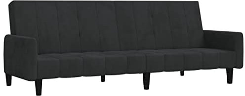 vidaXL Schlafsofa 2-Sitzer, Sofa mit Holzrahmen, Schlafcouch für Wohnzimmer Heimkino Büro, Couch Sofabett Tagesbett Gästebett, Schwarz Samt