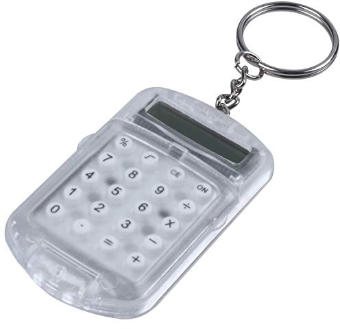 Juwaacoo Elektronischer -Taschenrechner mit Schlüsselring, transparentes Kunststoffgehäuse, 8 Ziffern