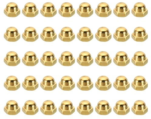 PATIKIL M8x1.25 Acorn Hex Bolt Covers, 40 Pcs Dome Head Carbon Steel Hexagon Decorative Cap Nuts for Home Repair, Industrial Equipment Fasteners, Gold Tone