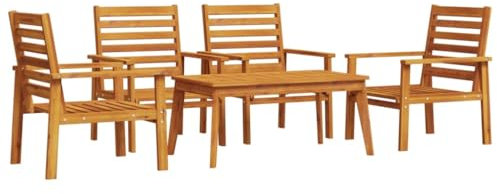 vidaXL Garten Lounge Set 5-TLG., Gartenmöbel Stuhl Tisch, Sitzgruppe für Garten Terrasse, Gartengarnitur Gartenset, Massivholz Akazie