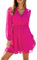 CUPSHE Femmes Imprimé Floral Mousseline de Soie Ligne A Robe Manches Longues paysannes Taille élastique Mini-Robes