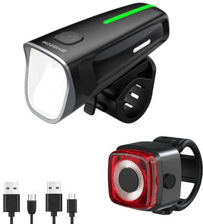 Fahrradlicht Set, 100Lux LED StVZO Zugelassen Fahrradlicht Vorne und Rücklicht Fahrrad, Fahrradbeleuchtung USB Aufladbar, IPX5 Wasserdicht Fahrrad Lichter, Batterie Aufforderung schwach