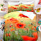 FABTOP Rote Mohnblumen Bettwäsche Set Mohn Drucken Bettwäsche Set Rot Blumen Bettwäsche 135x200cm Pflanzen Blumen Blätter Mohn Muster Bettbezug (3,135x 200 cm)