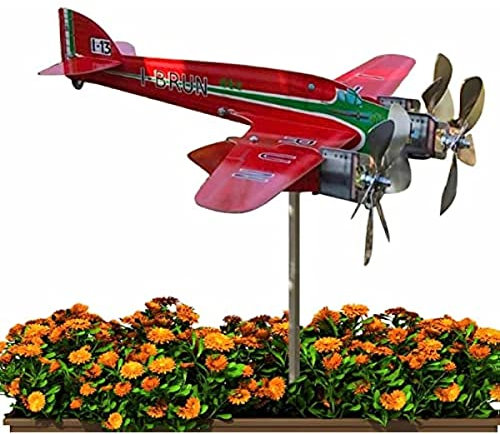 Moulin à vent en métal pour jardin, girouette d'avion en métal, pour cour et jardin
