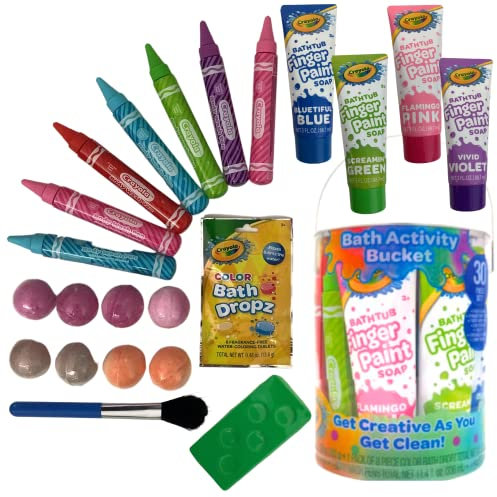 Crayola Bathtub Fingerpaint & Paint Pen Gift Set Variety Pack, 3 Ounce Tubes (Bluetiful Blue, Screamin' Green, Flamingo Pink, Vivid Violet)