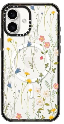 CASETiFY Impact iPhone 16 Plus Case [Slim / 8.2 ft. 4X Military Grade Drop Protection/Compatible with Magsafe] - Dreamy Floral Pattern - Clear Black