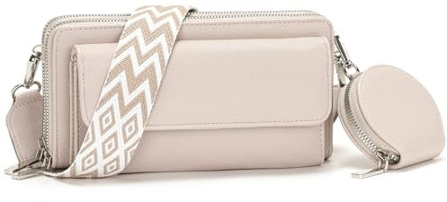 Snmoec sac telephone portable femme pochette telephone portable sacs bandoulière femme Avec porte-monnaie et fente pour carte petit sac a main rose grisâtre