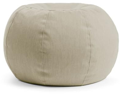 mokebo® Outdoor Pouf o. Hocker 'Der Kugelige' 60x45cm für Balkon & Garten Sitzhocker rund, Bodenkissen, Sitzwürfel, Sitzpouf, Fußhocker & Beistelltisch mit EPS-Perlen Füllung in Sand