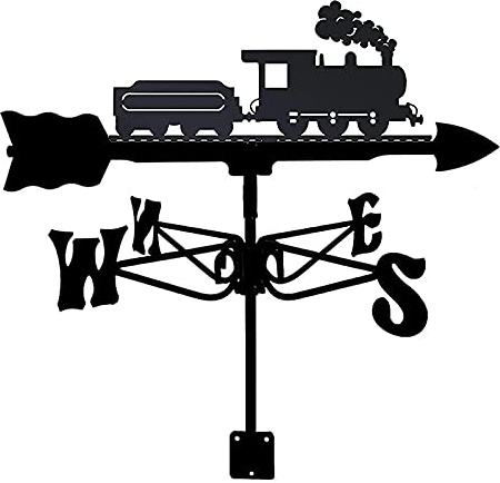 Segnavento decorativo a forma di treno, banderuola per montaggio su tetto, per trattori agricoli all'aperto, auto, aerei, con rivestimento antiruggine (treno)