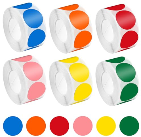 3000 Stück Rund Farbige Stickers Dots,25mm Farbkodierung,Markierungspunkte,Runde Aufkleber,Etiketten Markierungspunkte,Rollen Bunte Klebepunkte,Selbstklebende Punktaufkleber,für Büro,Schule,Familien