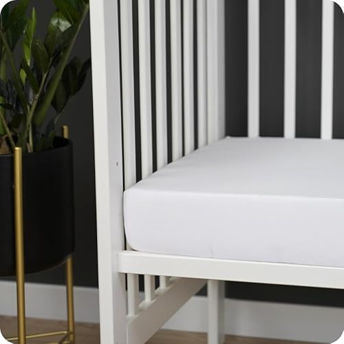2x White Soft Bamboo Fitted Sheet | Size: Mini Cot 100x50cm OR Standard 120x60cm OR Cot Bed/Junior/Toddler Bed 140x70cm (100x50cm - mini cot)