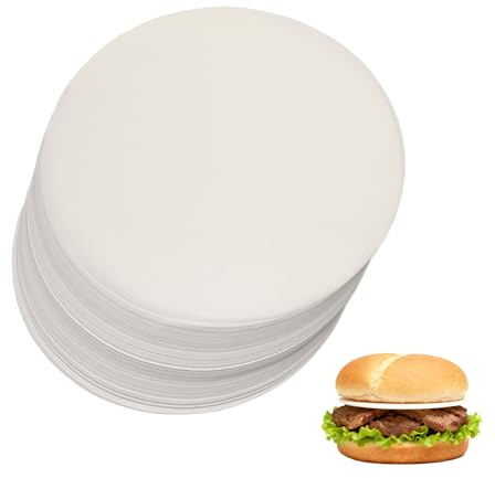1000 Stück Burgerpapier Rund 11 cm für Hamburgerpresse Ø 11 cm – Antihaft Pergamentpapier für Burger Patties, Hitzebeständig und Kompostierbar – Vielseitig Einsetzbar in der Küche