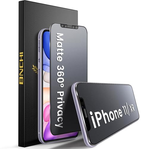 BNCHI 2 Pack for iPhone 11/iPhone XR 360° Privacy Matte Screen Protector, Horizontal and Vertical All Around Anti-Spy 9H Tempered Glass Film, Anti-Glare, Smooth as Silk, Scratch Resistant