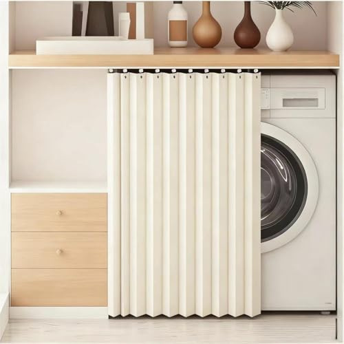 YZBZNG Schrankvorhang, Staubdichter Für Offenes Regal Vorhänge Für Schienen Vorhang Küchenschrank Schrank Vorhang Schrankvorhang Zum Schieben Küche Wasserdicht,Beige-H60cm/W80cm