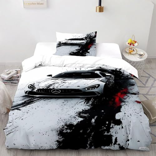 CoVeTviCT Mercedes Benz Auto Bettwäsche Set 2-teilig Dynamic LandVehicle Mit Kissenbezug Betten Set Für Jungen Und Mädchen,Kinder Single(135x200cm)