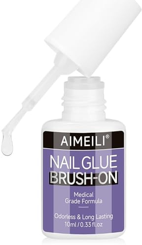 AIMEILI Pegamento para Uñas, Adhesivo Superfuerte de Secado Rápido, Pegamento Resistente al Agua de Larga Duración para Uñas Postizas y Tips (10ML)