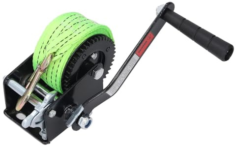 Spacnana Treuil Manuel de 600 Lb avec Sangle, Treuil à Manivelle Manuel en Acier Robuste pour Remorquer des Remorques et des Bateaux, Entraînement Efficace, Rapport de Vitesse de 3,2:1, Sangle de