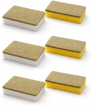 Set da 6 Spugne Ecologiche per Piatti e Casa, Spugne Biodegradabili – Doppia Azione Abrasiva e Assorbente – Pulizia Sostenibile per Cucina e Bagno – Plastic Free