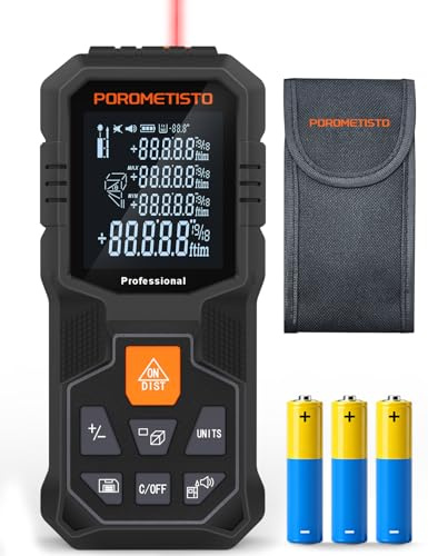 Télémètre Laser 80m POROMETISTO, Filetage Laiton 1/4 | Angle, Longueur, Surface, Volume, Pythagore, Addition/soustraction; Ergonomique avec Prise en Main
