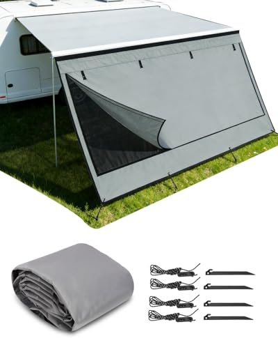 SUPAREE 3,3 x 2m Sonnenschutz Markise Wohnmobil Vorderwand Markise Wohnmobil Sonnensegel Wohnwagen mit Keder Universeller Doppellagig mit Reißverschluss UV Schutz für Wohnwagen RV Camping
