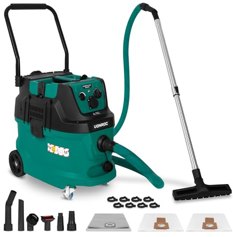 VONROC M-Klasse Nass Trockensauger 1600W 22kPa mit HEPA H14 Filter Auto Pulsreinigung Steckdose 2000W Antistatischer Schlauch Baustellenstaubsauger Werkstatt Staubsauger