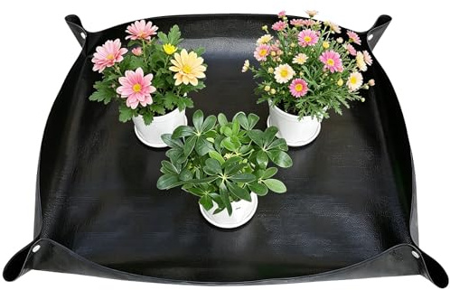 Plant Repotting Mat, 39x59Inch Thicken Waterproof Leak proof Plant Mat, Foldable Gardening Tarp, Tray Planting Operation Square, Portable for Indoor Garden, Repotting, Soil Replacement, Pruning(Black)